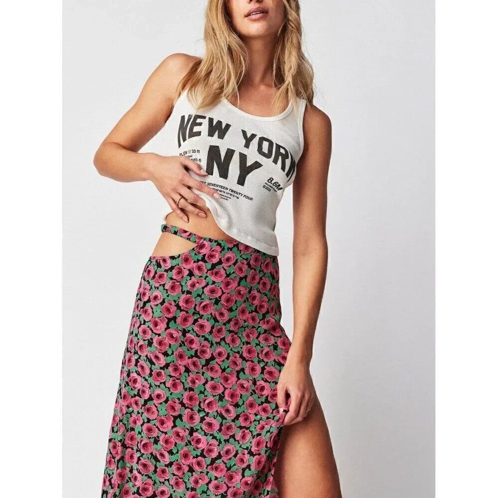 NWT FOR LOVE & LEMONS Sz S BAROLO MIDI SKIRT